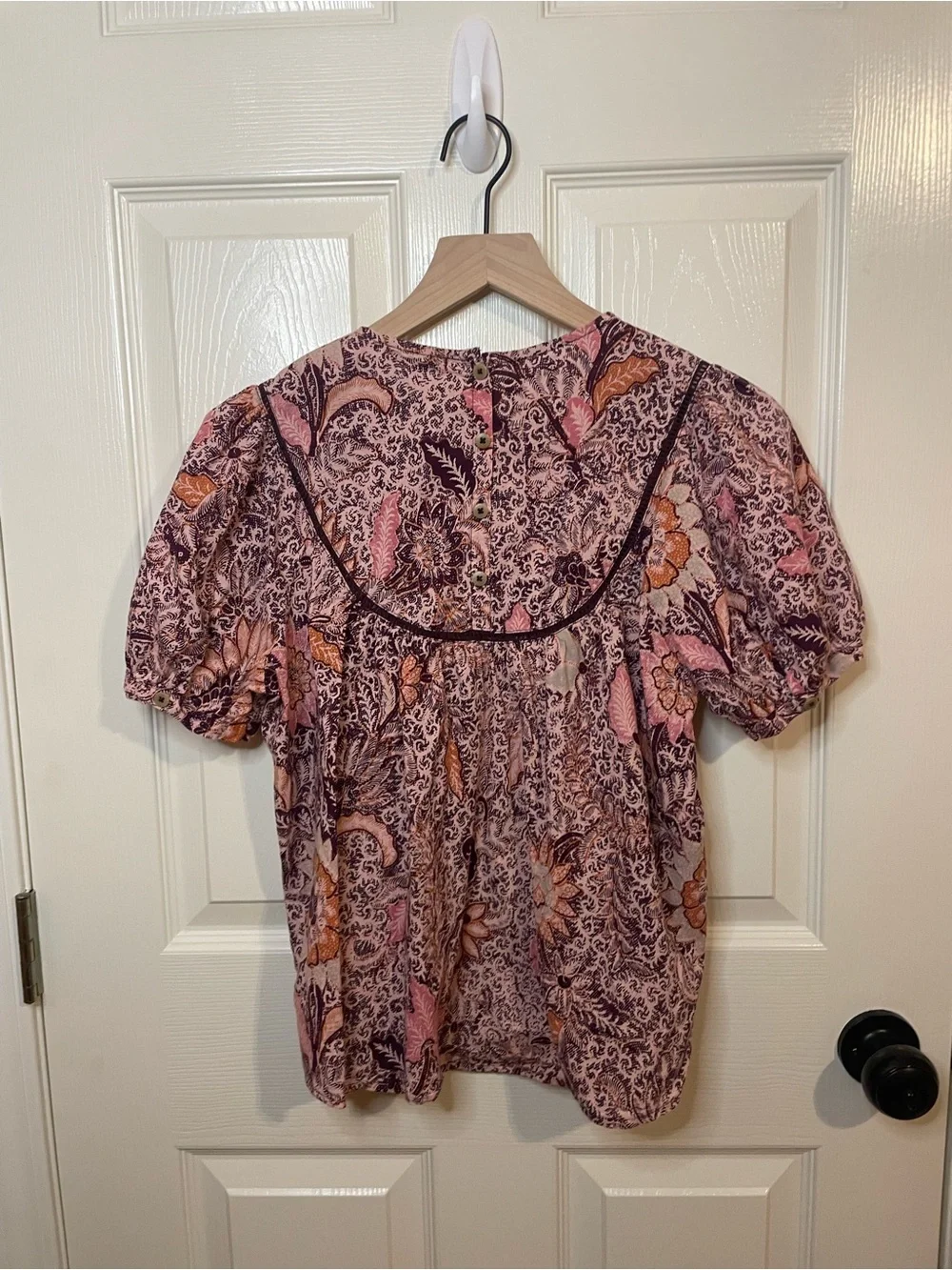 Madewell Bali Blooms Yoked Puff Sleeve Top Size Small